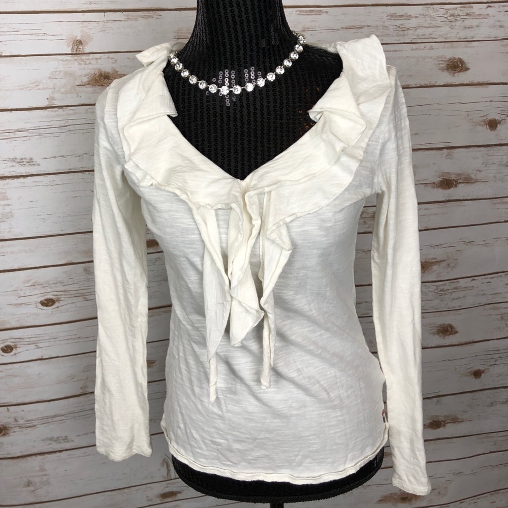 Polo Jeans Ruffle Long Sleeve Cotton Top Sz S🎀